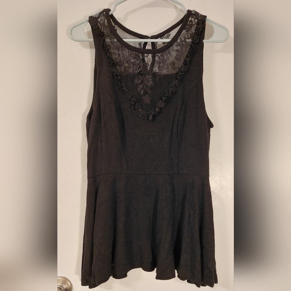 Torrid Black Lace Detail Tank Top
